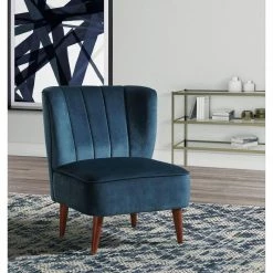 Corbin Tufted Armless Accent Chair in Navy by Picket House Furnishings -Picket House Furnishings Sales Store navy picket house furnishings accent chairs uhf286101wle 31 1000