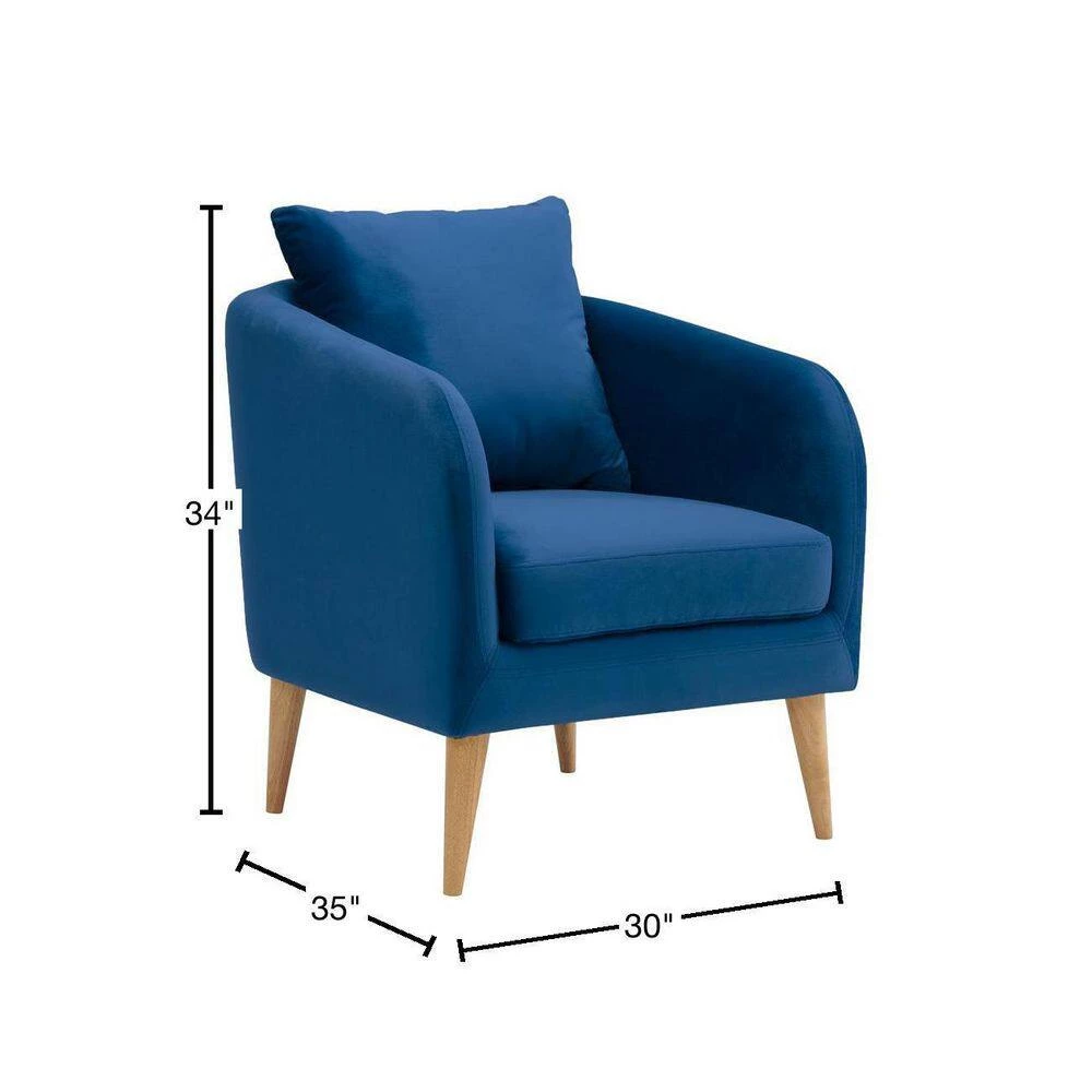 Zoe Accent Arm Chair with Wooden Legs in Navy by Picket House Furnishings 3 Zoe Accent Arm Chair with Wooden Legs in Navy by Picket House Furnishings - Image 3