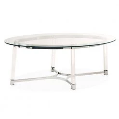 Sophia 52 in. Clear Large Oval Glass Coffee Table by Picket House Furnishings