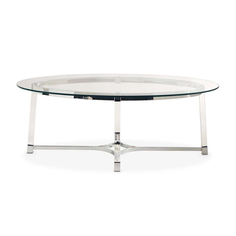 Sophia 52 in. Clear Large Oval Glass Coffee Table by Picket House Furnishings 3 Sophia 52 in. Clear Large Oval Glass Coffee Table by Picket House Furnishings - Image 3