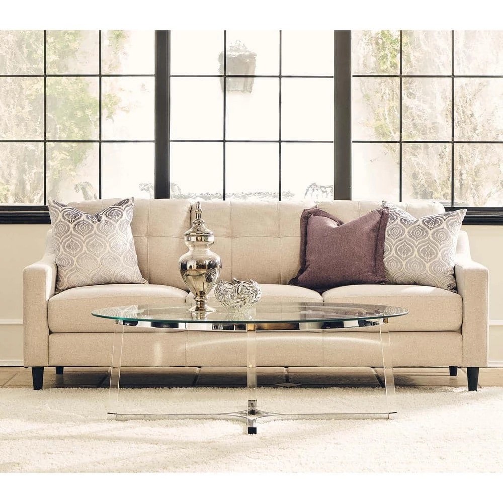 Sophia 52 in. Clear Large Oval Glass Coffee Table by Picket House Furnishings 2 Sophia 52 in. Clear Large Oval Glass Coffee Table by Picket House Furnishings - Image 2