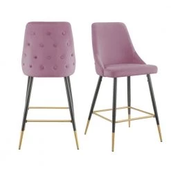 Zia 27 in. Blush High Back Metal Bar Stool (Set of 2) by Picket House Furnishings