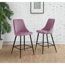 Ziva 27 in. Blush High Back Metal Bar Stool (Set of 2) by Picket House Furnishings -Picket House Furnishings Sales Store pink picket house furnishings bar stools r 2070 1903 bse 31 1000