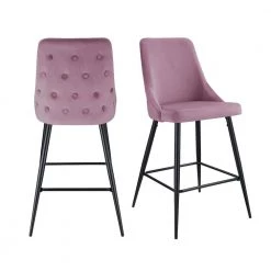 Ziva 27 in. Blush High Back Metal Bar Stool (Set of 2) by Picket House Furnishings