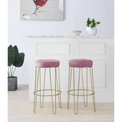 Vera 29 in. Blush Backless Metal Bar Stool (Set of 2) by Picket House Furnishings -Picket House Furnishings Sales Store pink picket house furnishings bar stools r 2190 1903 bse 31 1000