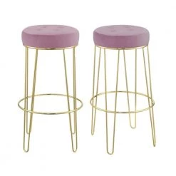 Vera 29 in. Blush Backless Metal Bar Stool (Set of 2) by Picket House Furnishings