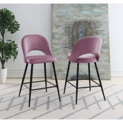 Loran 28.5 in. Blush High Back Metal Bar Stool (Set of 2) by Picket House Furnishings -Picket House Furnishings Sales Store pink picket house furnishings bar stools r 3110 1903 bse 31 1000