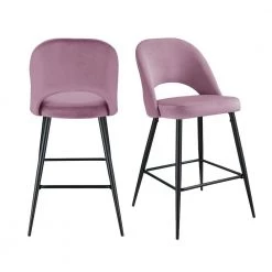 Loran 28.5 in. Blush High Back Metal Bar Stool (Set of 2) by Picket House Furnishings