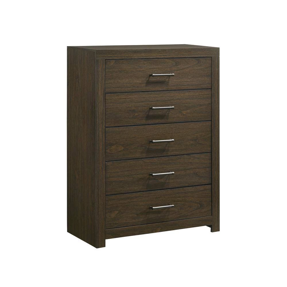 Hendrix 48 in. H x 35 in. W x 16 in. D 5-Drawer Chest in Walnut by Picket House Furnishings 1 Hendrix 48 in. H x 35 in. W x 16 in. D 5-Drawer Chest in Walnut by Picket House Furnishings