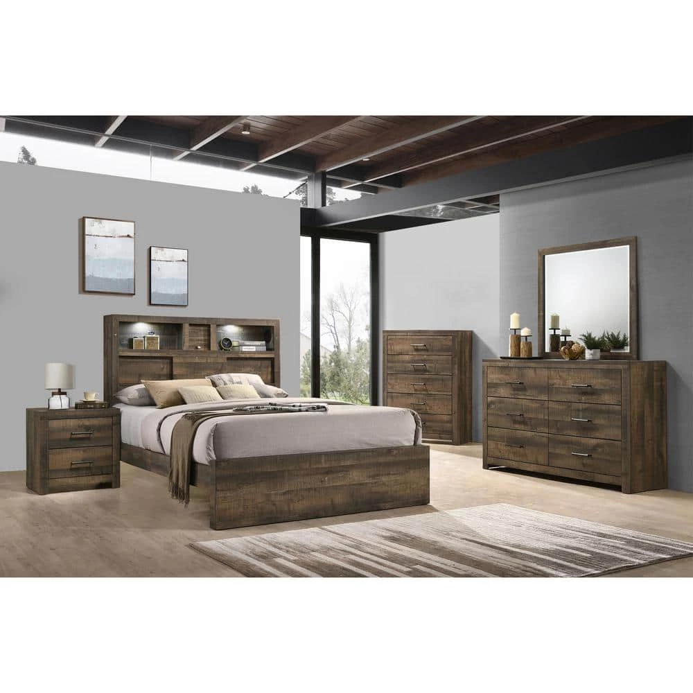 Beckett Walnut King Bookcase Panel Bed with Bluetooth by Picket House Furnishings 10 Beckett Walnut King Bookcase Panel Bed with Bluetooth by Picket House Furnishings - Image 10