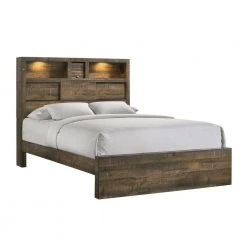Beckett Walnut King Bookcase Panel Bed with Bluetooth by Picket House Furnishings
