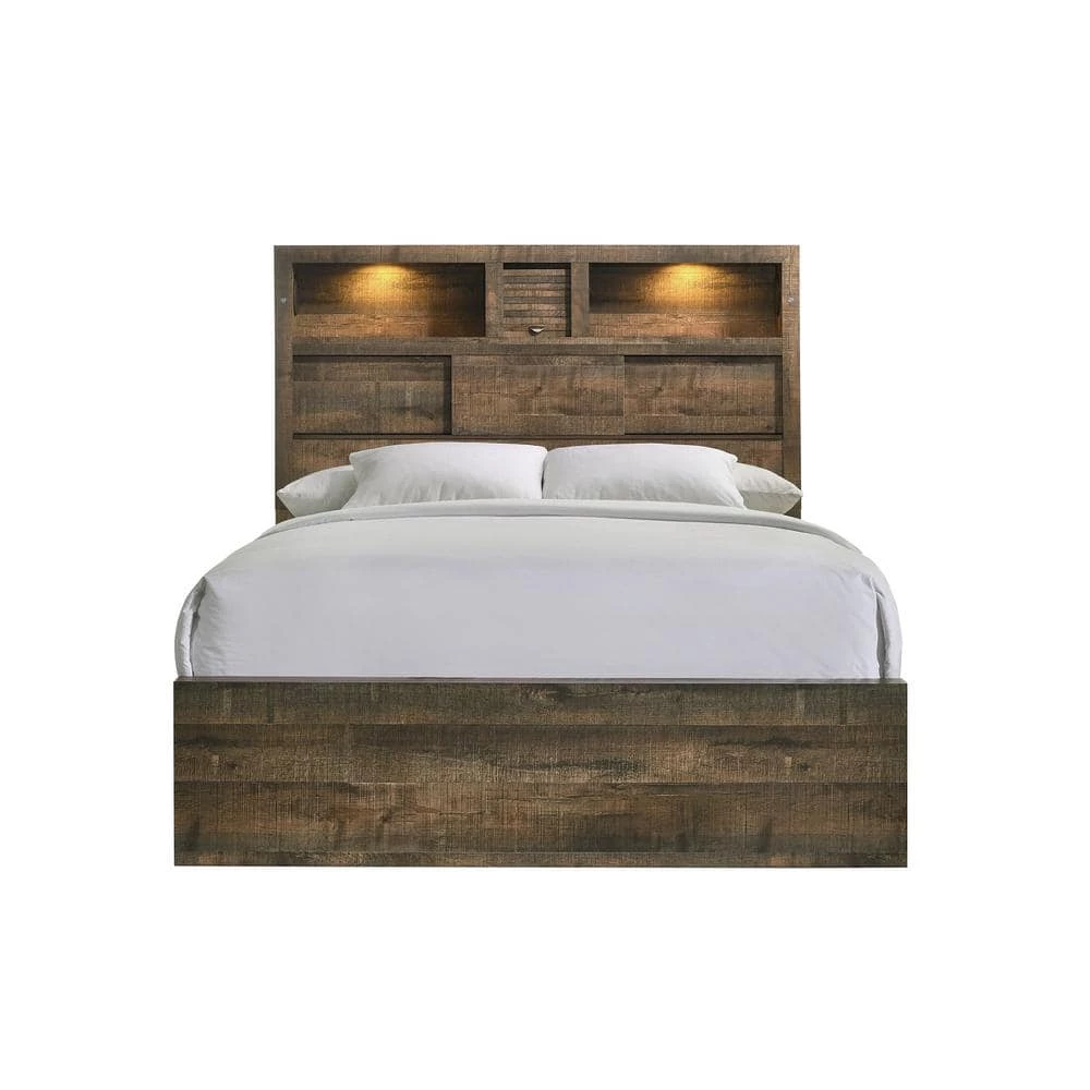 Beckett Walnut King Bookcase Panel Bed with Bluetooth by Picket House Furnishings 4 Beckett Walnut King Bookcase Panel Bed with Bluetooth by Picket House Furnishings - Image 4