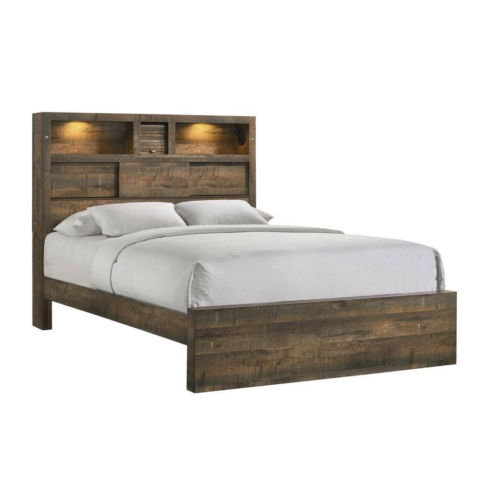 Beckett Walnut King Bookcase Panel Bed with Bluetooth by Picket House Furnishings 2 Beckett Walnut King Bookcase Panel Bed with Bluetooth by Picket House Furnishings - Image 2
