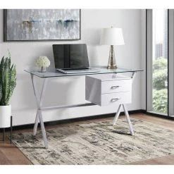 Hoyce 48 in. Rectangle White Glass 2 Drawer Computer Desk by Picket House Furnishings 13 Hoyce 48 in. Rectangle White Glass 2 Drawer Computer Desk by Picket House Furnishings -Picket House Furnishings Sales Store white glass picket house furnishings computer desks a 17360 dke 31 1000