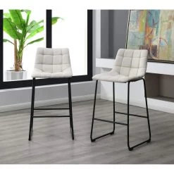 Richmond 30 in. Linen White High Back Metal Bar Stool (Set of 2) by Picket House Furnishings -Picket House Furnishings Sales Store white picket house furnishings bar stools bsh700bse 31 1000