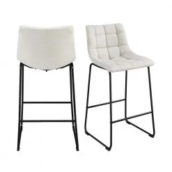 Richmond 30 in. Linen White High Back Metal Bar Stool (Set of 2) by Picket House Furnishings