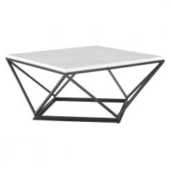 Conner Square Marble Coffee Table in White by Picket House Furnishings