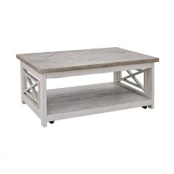 Willa 46 in. White Rectangular Wood Coffee Table by Picket House Furnishings