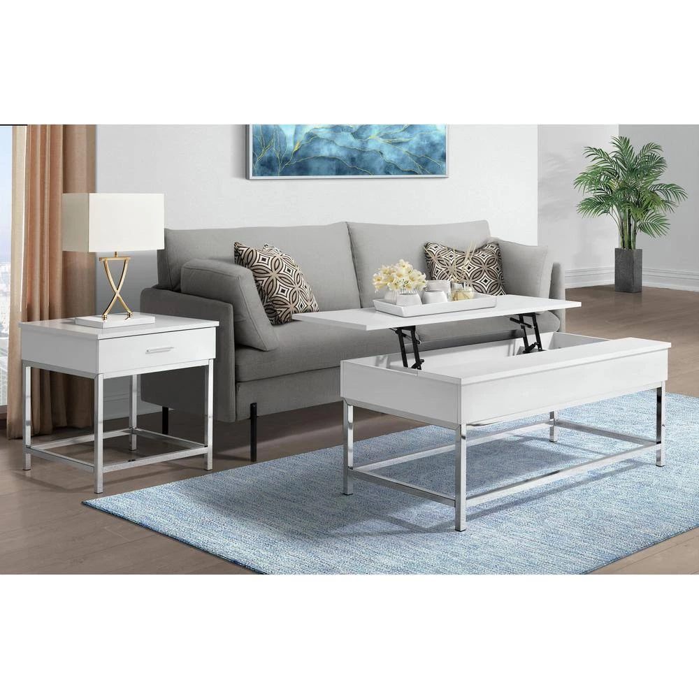 Sienna 48 in. White Rectangle Lift-Top Wood Coffee Table by Picket House Furnishings 7 Sienna 48 in. White Rectangle Lift-Top Wood Coffee Table by Picket House Furnishings - Image 7