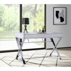 Estelle 47 in. Rectangle White Metal 2 Drawer Computer Desk by Picket House Furnishings -Picket House Furnishings Sales Store white picket house furnishings computer desks a 4967 dk 31 1000