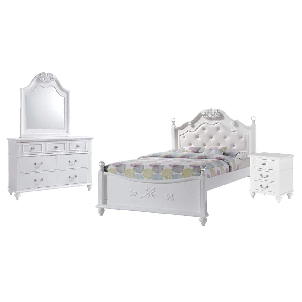 Annie 4-Piece White Full Platform Bedroom Set by Picket House Furnishings 1 Annie 4-Piece White Full Platform Bedroom Set by Picket House Furnishings