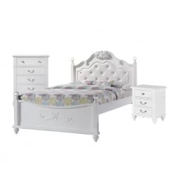 Annie 3-Piece White Full Platform Bedroom Set with Storage Trundle by Picket House Furnishings