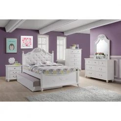 Annie 4-Piece White Full Platform Bedroom Set with Storage Trundle by Picket House Furnishings -Picket House Furnishings Sales Store white picket house furnishings kids beds an700ft4pc 31 1000