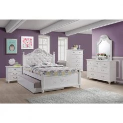 Annie 5-Piece White Full Platform Bedroom Set with Storage Trundle by Picket House Furnishings -Picket House Furnishings Sales Store white picket house furnishings kids beds an700ft5pc 31 1000