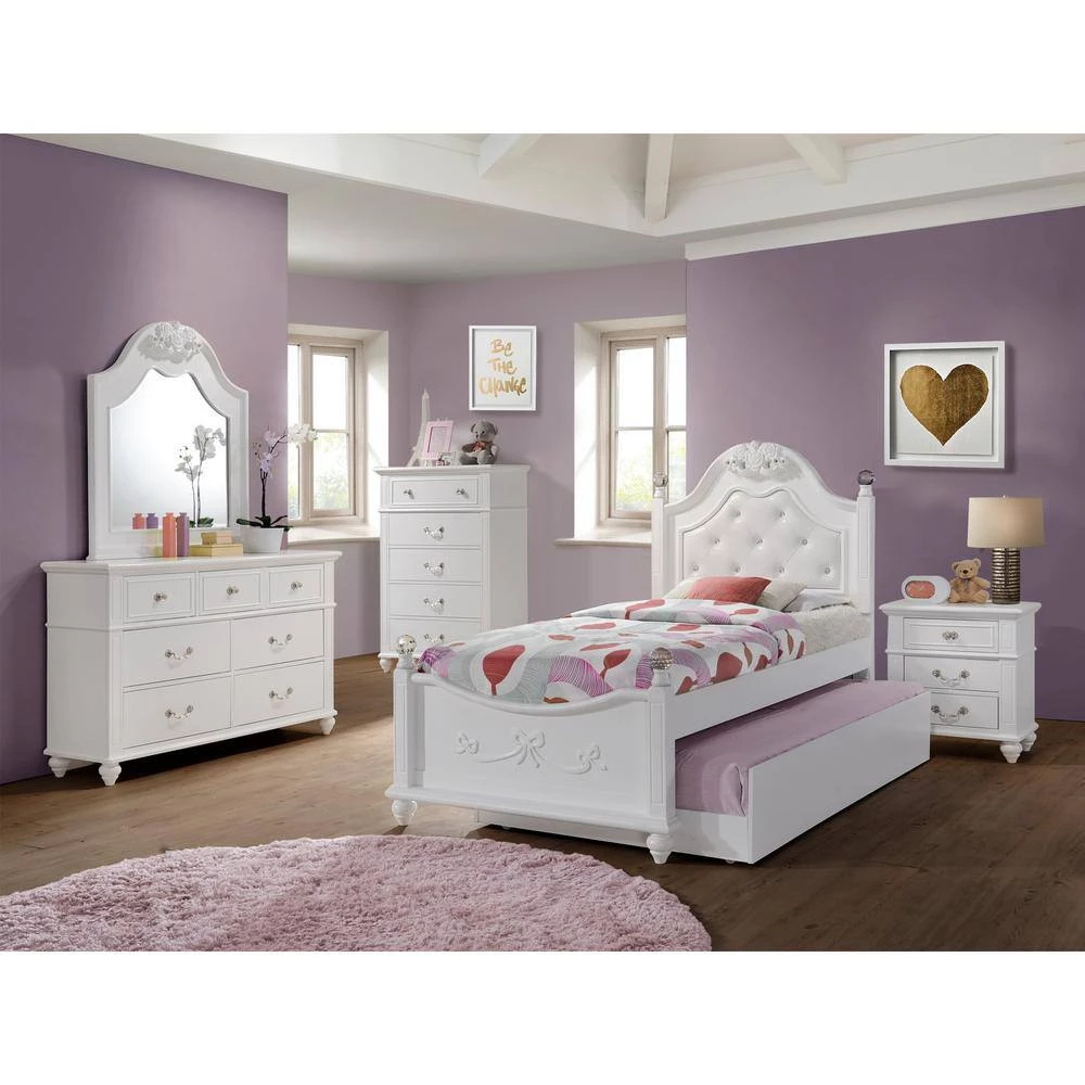 Annie 4-Piece White Twin Platform Bedroom Set with Storage Trundle by Picket House Furnishings 9 Annie 4-Piece White Twin Platform Bedroom Set with Storage Trundle by Picket House Furnishings - Image 9