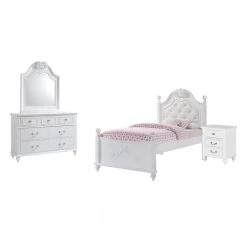 Annie 4-Piece White Twin Platform Bedroom Set with Storage Trundle by Picket House Furnishings