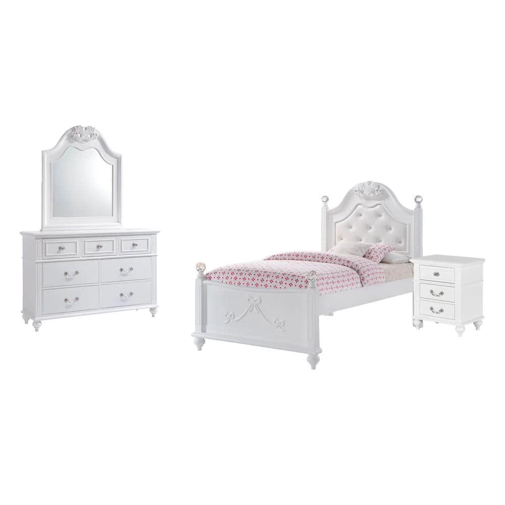 Annie 4-Piece White Twin Platform Bedroom Set with Storage Trundle by Picket House Furnishings 1 Annie 4-Piece White Twin Platform Bedroom Set with Storage Trundle by Picket House Furnishings
