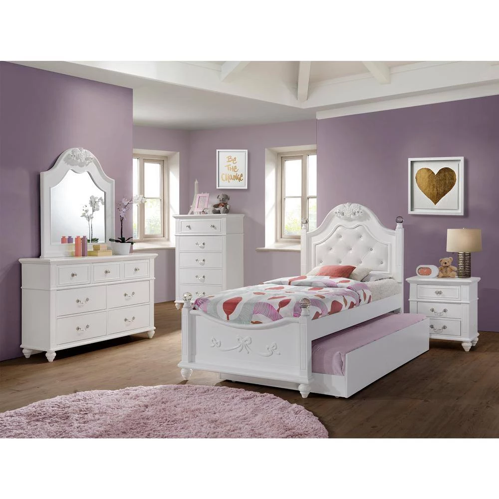 Annie 5-Piece White Twin Platform Bedroom Set with Storage Trundle by Picket House Furnishings 9 Annie 5-Piece White Twin Platform Bedroom Set with Storage Trundle by Picket House Furnishings - Image 9