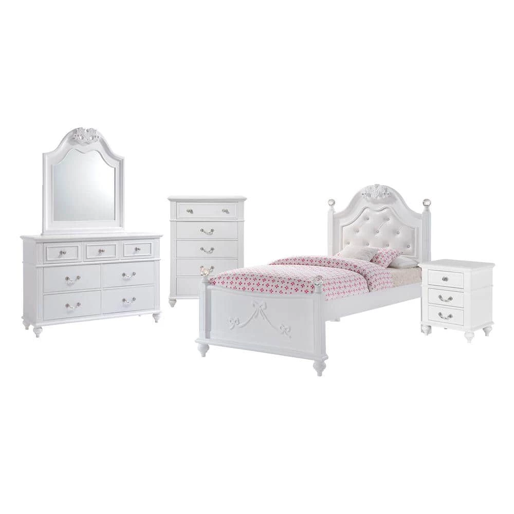 Annie 5-Piece White Twin Platform Bedroom Set with Storage Trundle by Picket House Furnishings 1 Annie 5-Piece White Twin Platform Bedroom Set with Storage Trundle by Picket House Furnishings