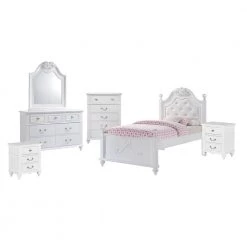 Annie 6-Piece White Twin Platform Bedroom Set with Storage Trundle by Picket House Furnishings
