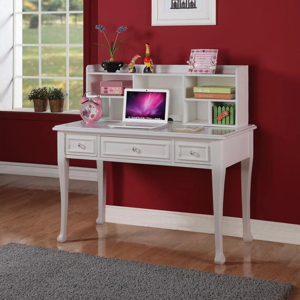 48 in. Rectangular White 3 Drawer Writing Desk with Built-In Storage by Picket House Furnishings 5 48 in. Rectangular White 3 Drawer Writing Desk with Built-In Storage by Picket House Furnishings - Image 5